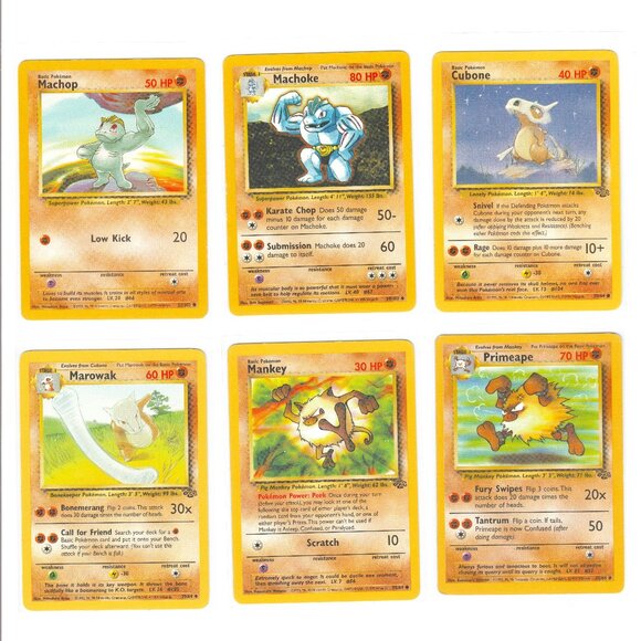 6 Pokémon Cards 1999 Original Wizards Base Set Fighting Type Perfect Condition - Picture 1 of 8